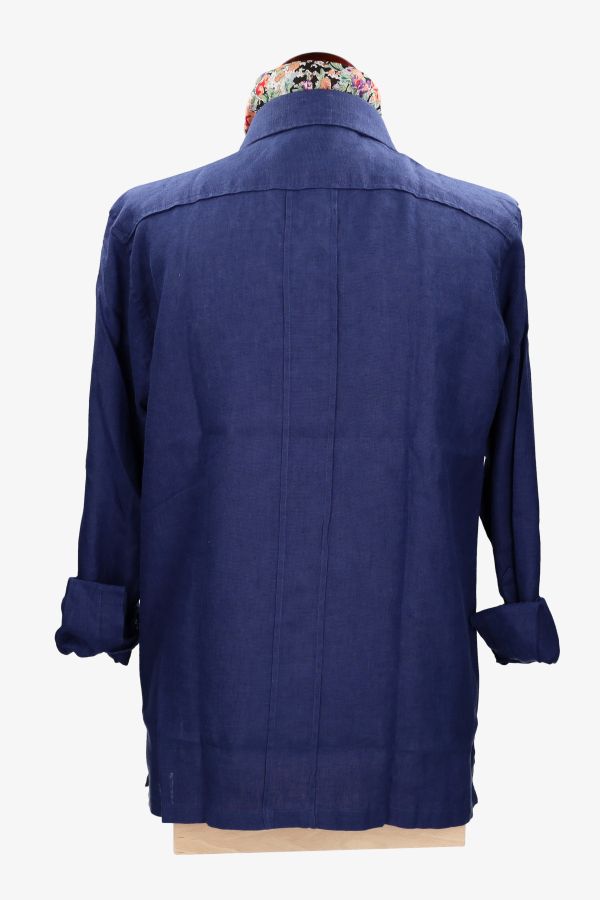 Navy linen guayabera shirt