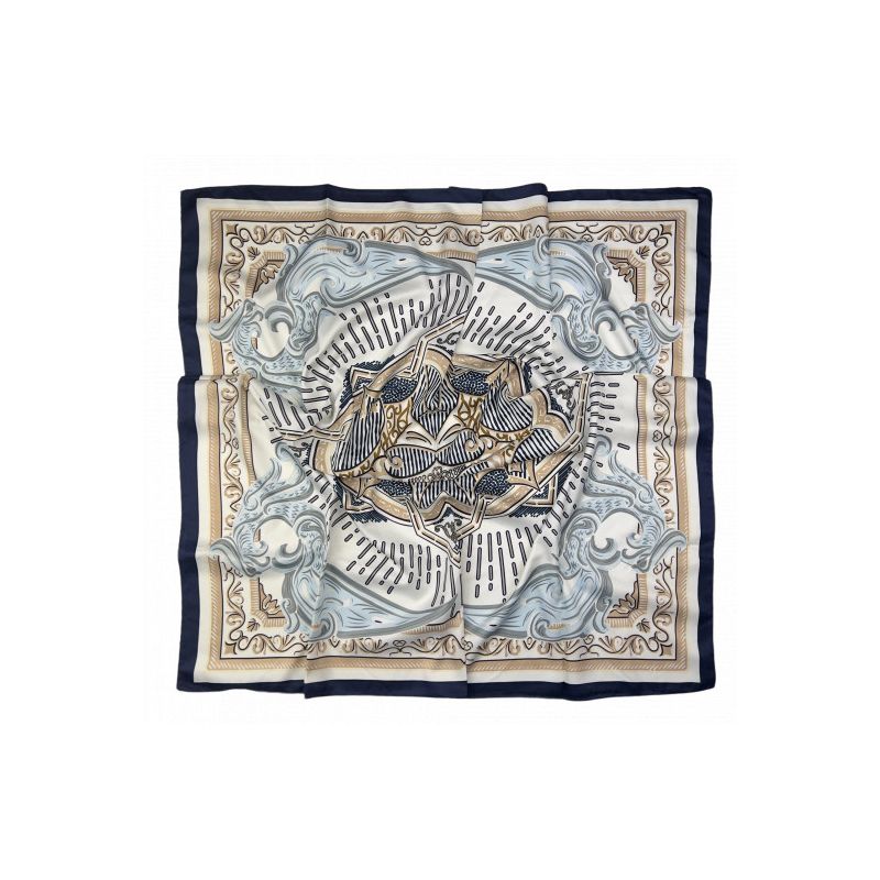 Écharpe combinée bleu-chameau