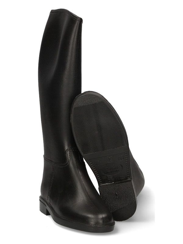 Unlined black rubber equestrian boot