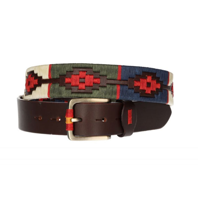 Blue, Gray and Green Embroidered Belt