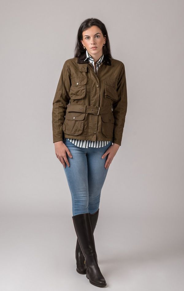 Veste cirée à poches camel