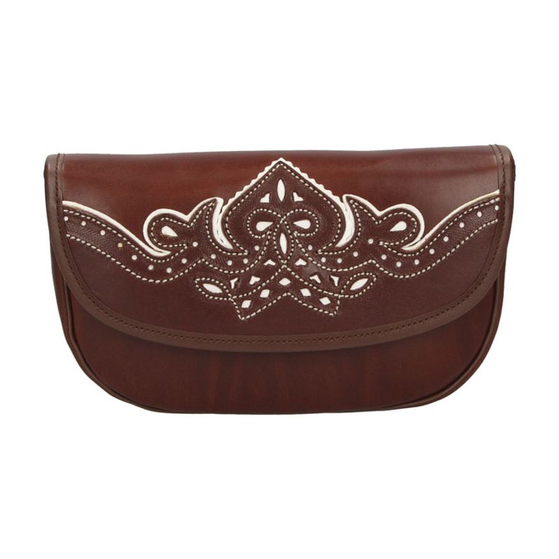 Rociero leather bag with white thread decoration Valverde del Camino