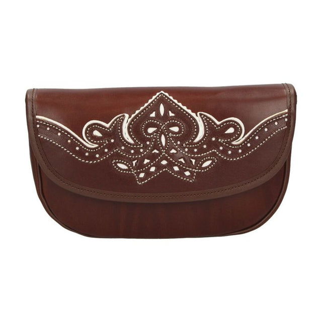 Rociero leather bag with white thread decoration Valverde del Camino