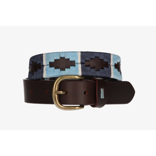 Light Blue and Blue Embroidered Belt for Boys