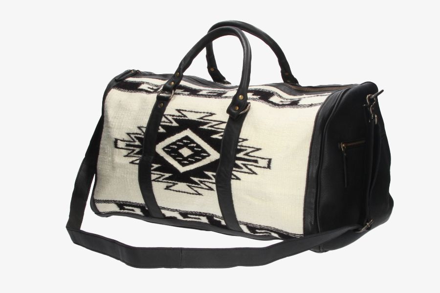 Black Travel Bag with Ethnic Print