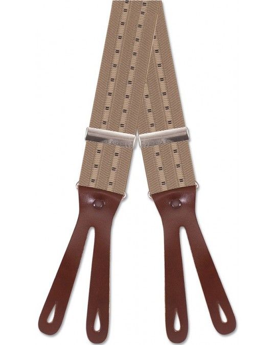 Beige Dot Elastic Suspenders 35 mm
