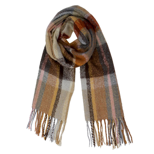 Bufanda Cuadros Tonos Camel