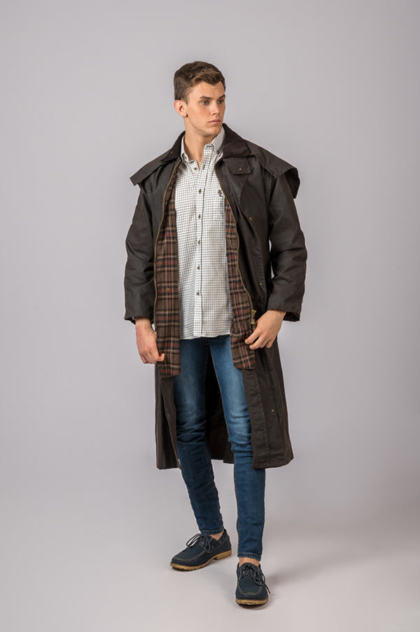 Chaqueta Encerada con gorro marron