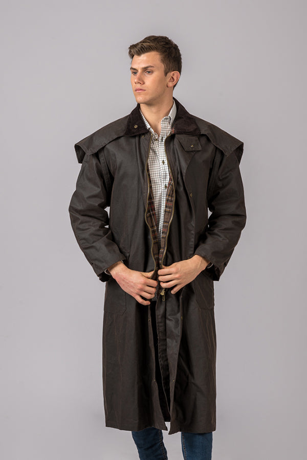 Chaqueta Encerada con gorro marron