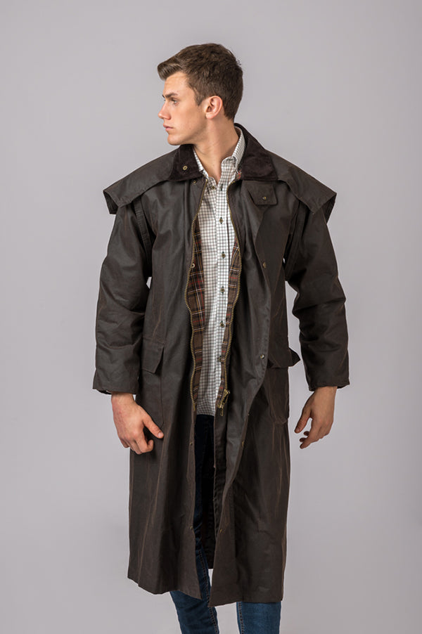 Chaqueta Encerada con gorro marron