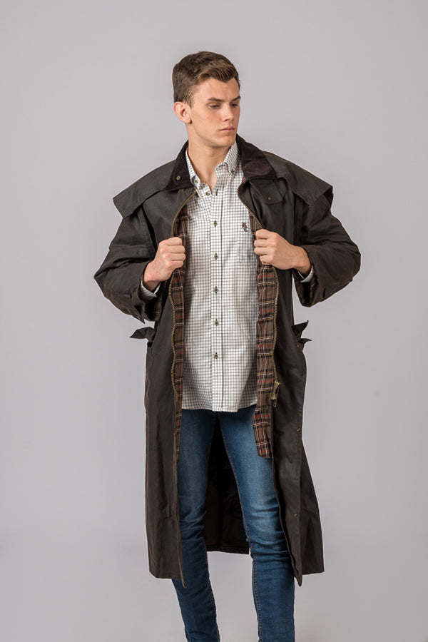 Chaqueta Encerada con gorro marron