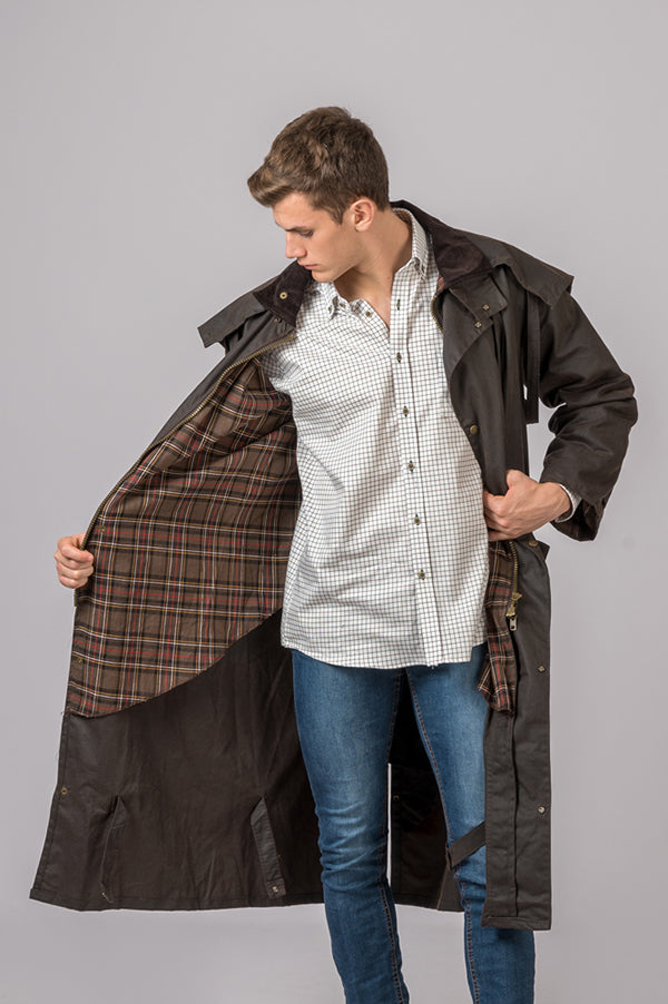 Chaqueta Encerada con gorro marron