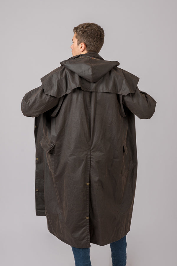 Chaqueta Encerada con gorro marron