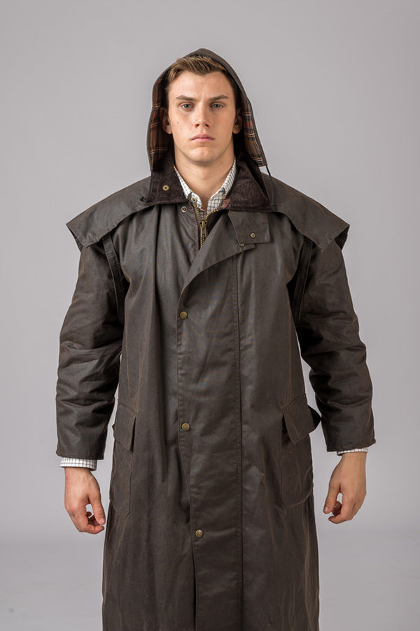 Chaqueta Encerada con gorro marron