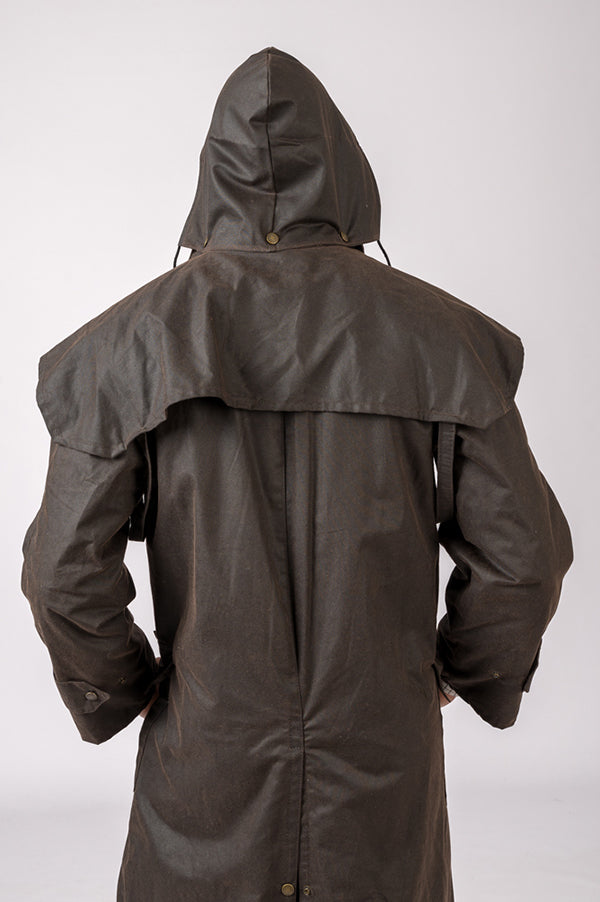 Chaqueta Encerada con gorro marron