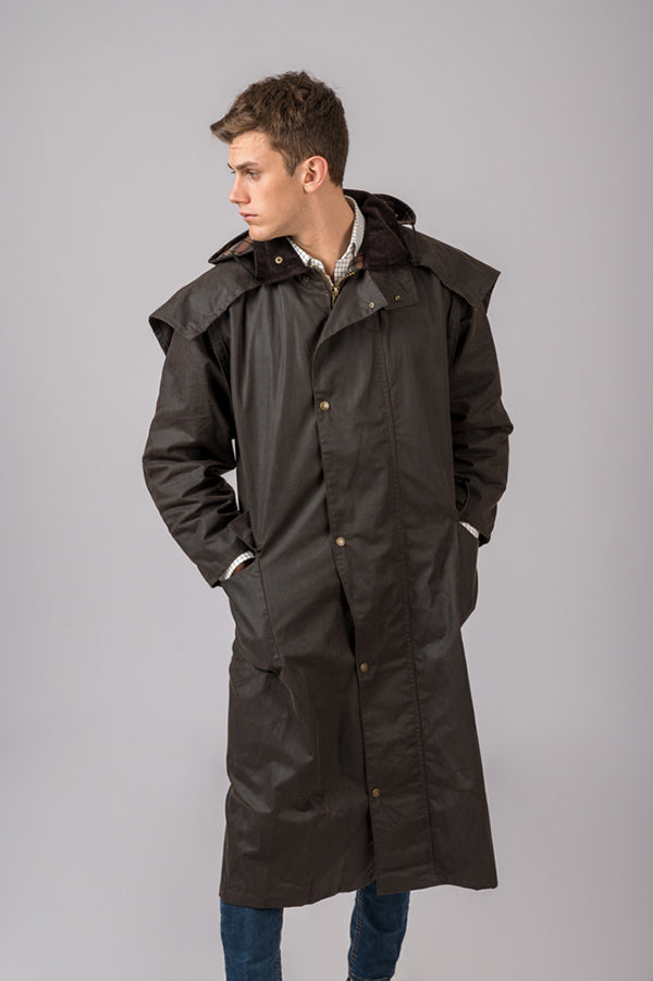 Chaqueta Encerada con gorro marron