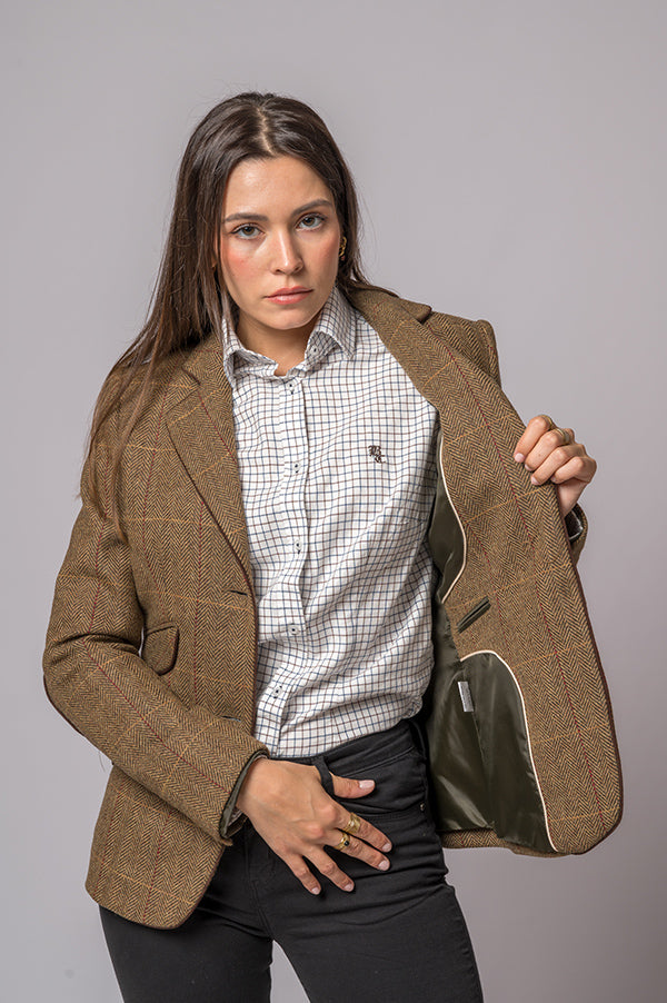 Chaqueta cuadros marrón