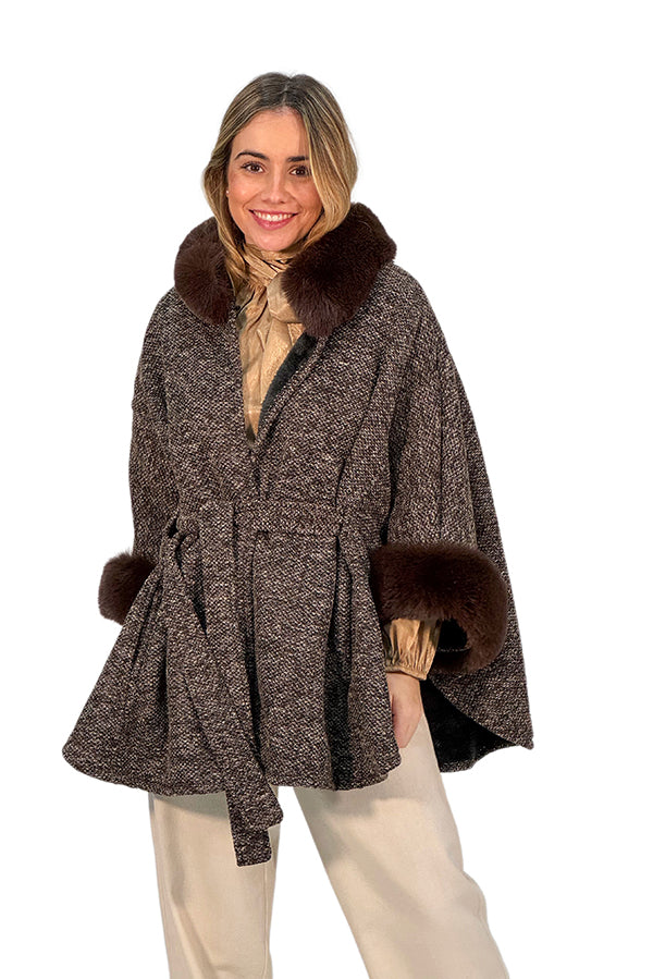 PONCHO CAPA MEZCLILLA MARRÓN