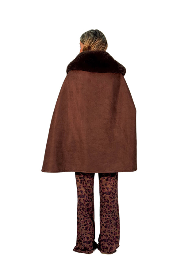 PONCHO CAPA PELO MARRON