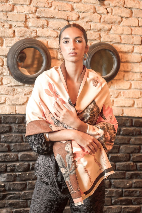 Pasmina flores beige