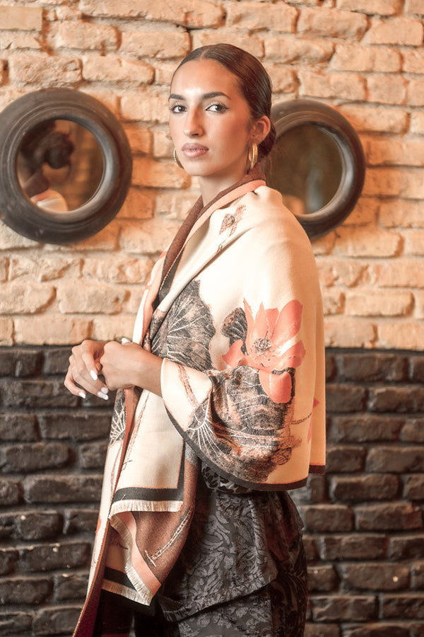 Pasmina flores beige