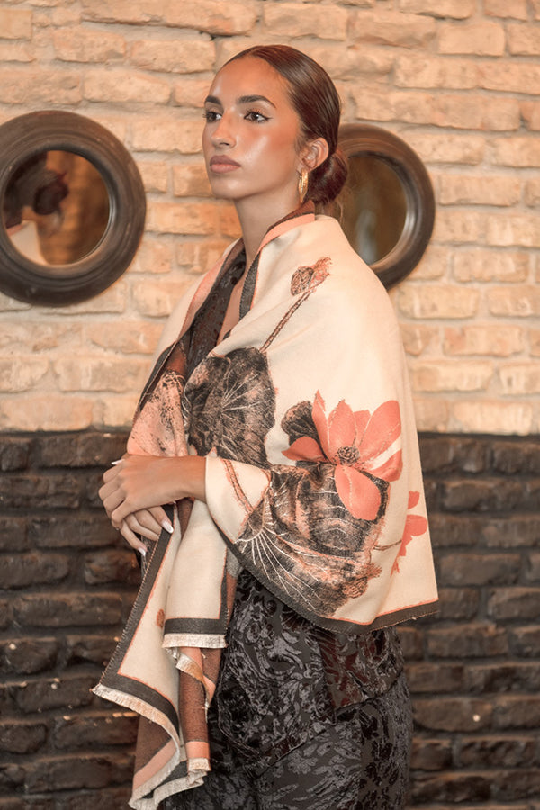 Pasmina flores beige