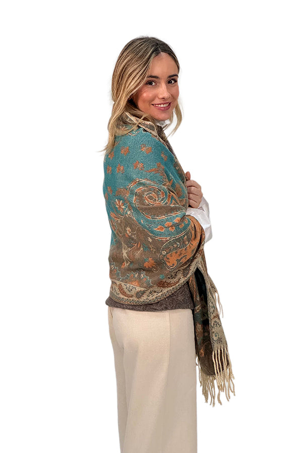 PASMINA MULTICOLOR VERDE AGUA