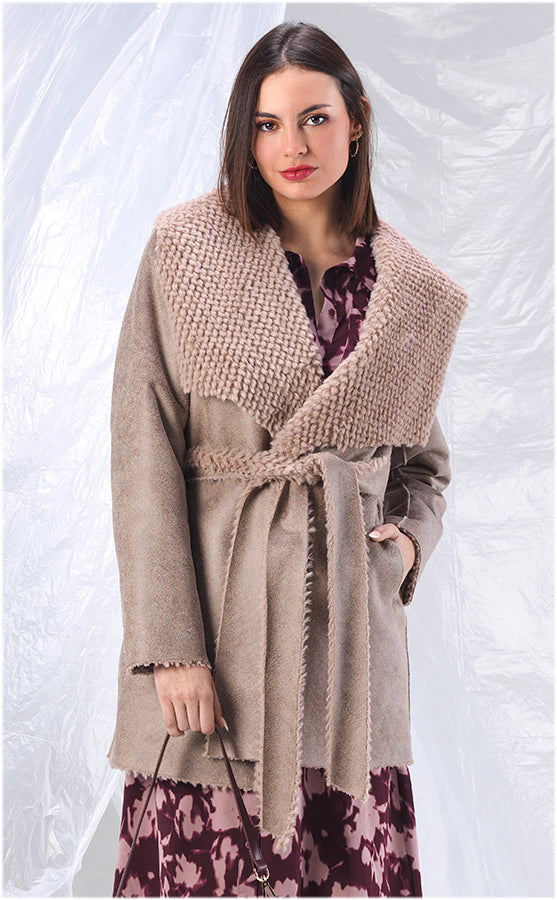 Chaqueta Cinturón Nudo Beige