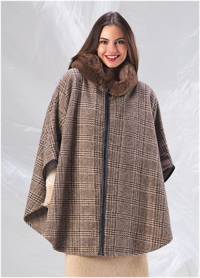 Poncho Cuadros Marrón