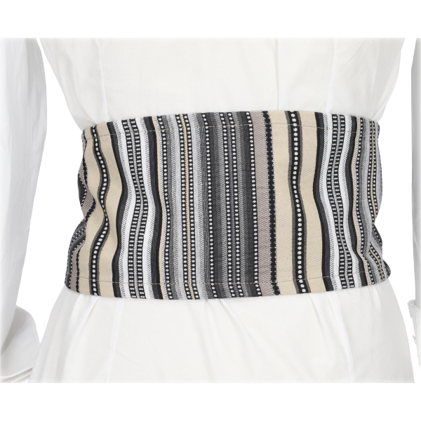 STRIPED SASH IN GREY AND BEIGE TONES