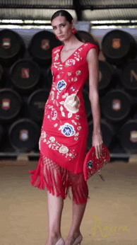 VESTIDO BORDADO CORAL