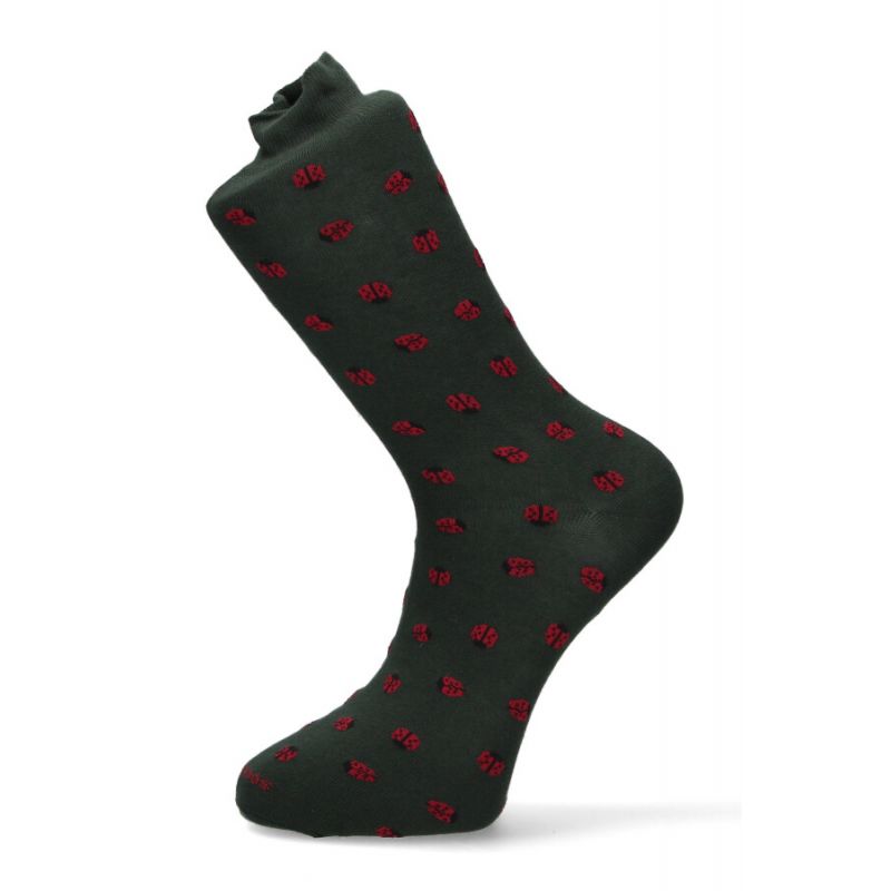 Chaussette verte avec coccinelles