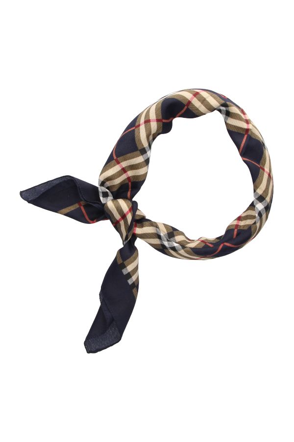 Écharpe double à carreaux bleus