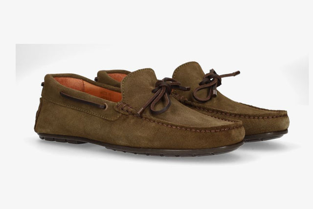 Mocassin à nœud en nubuck kaki