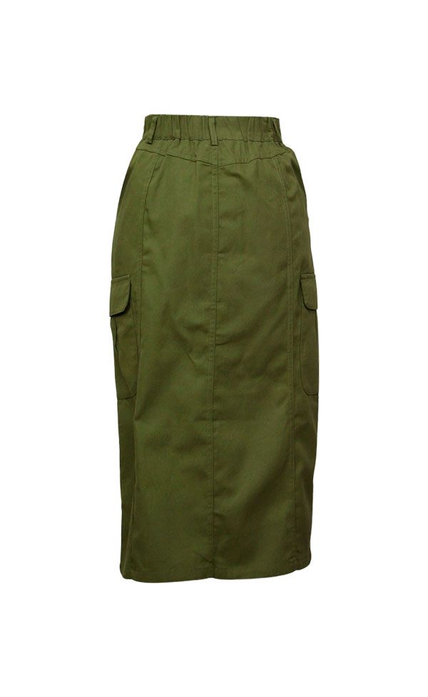 Khaki Midi Denim Skirt