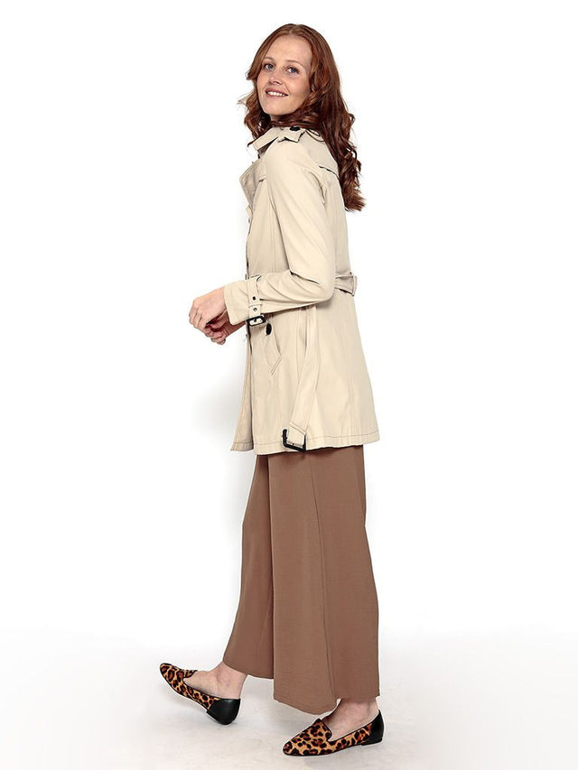 Stone Double Breasted Trench Coat