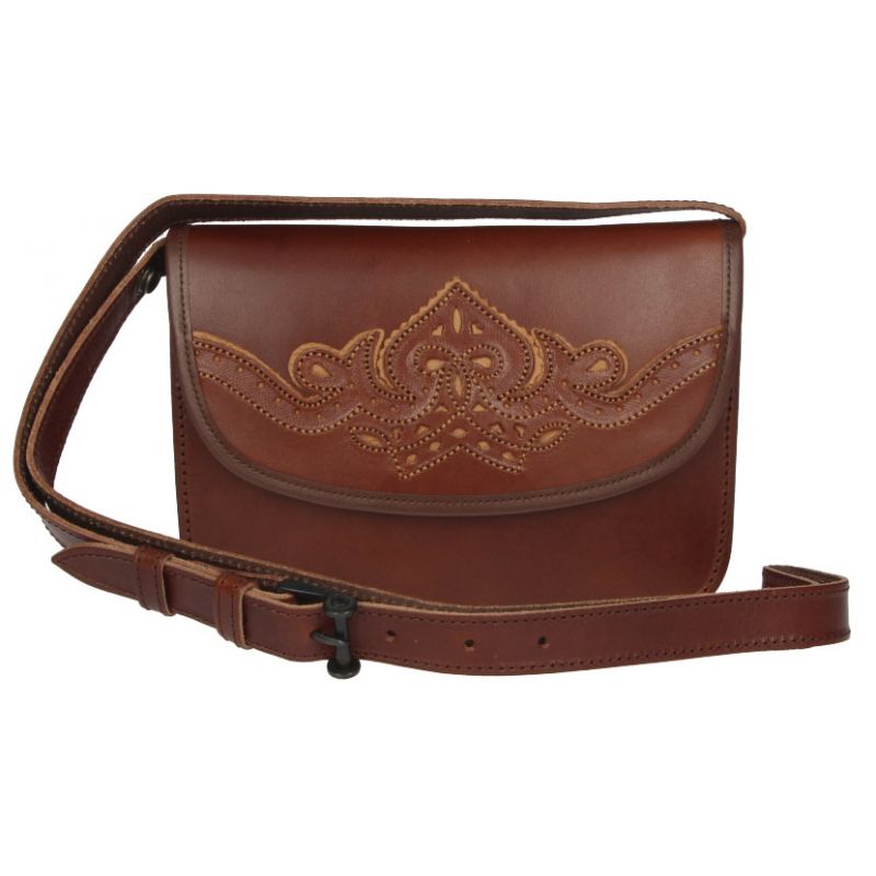 Large Yellow Embroidered Leather Rociero Bag with Valverde del Camino Strap