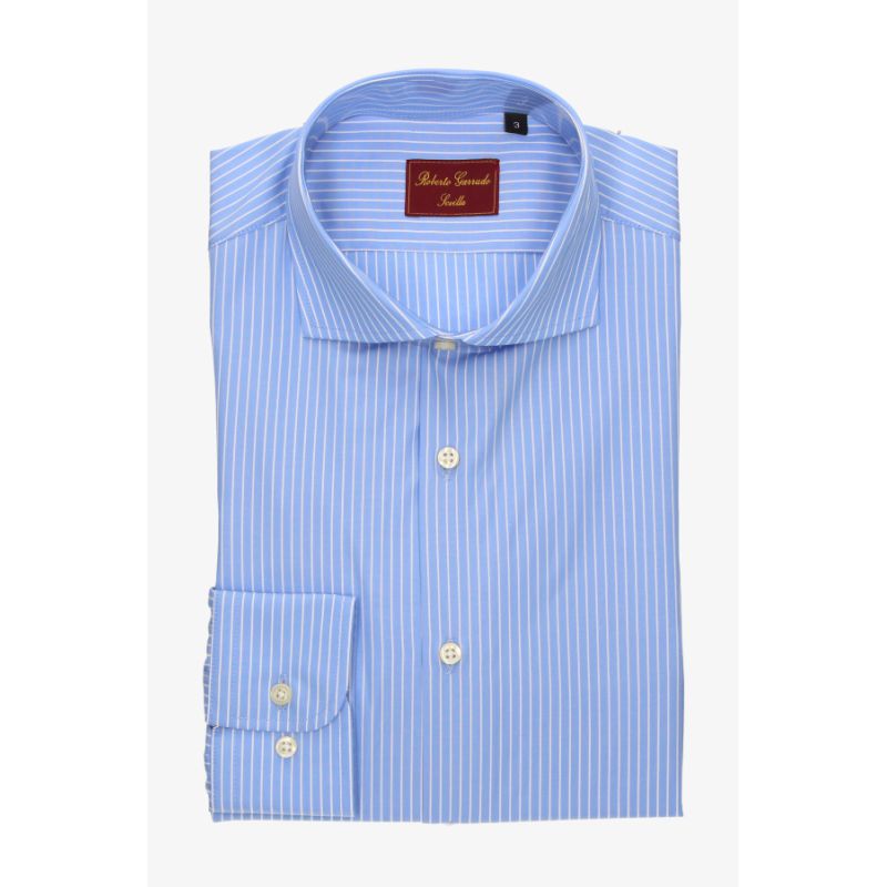 Blue Shirt with White Stripes