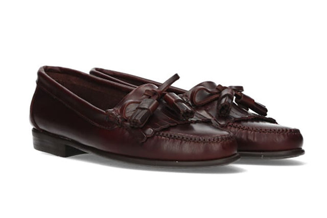 Brown Fringed Shoe with Bow and Tassels
