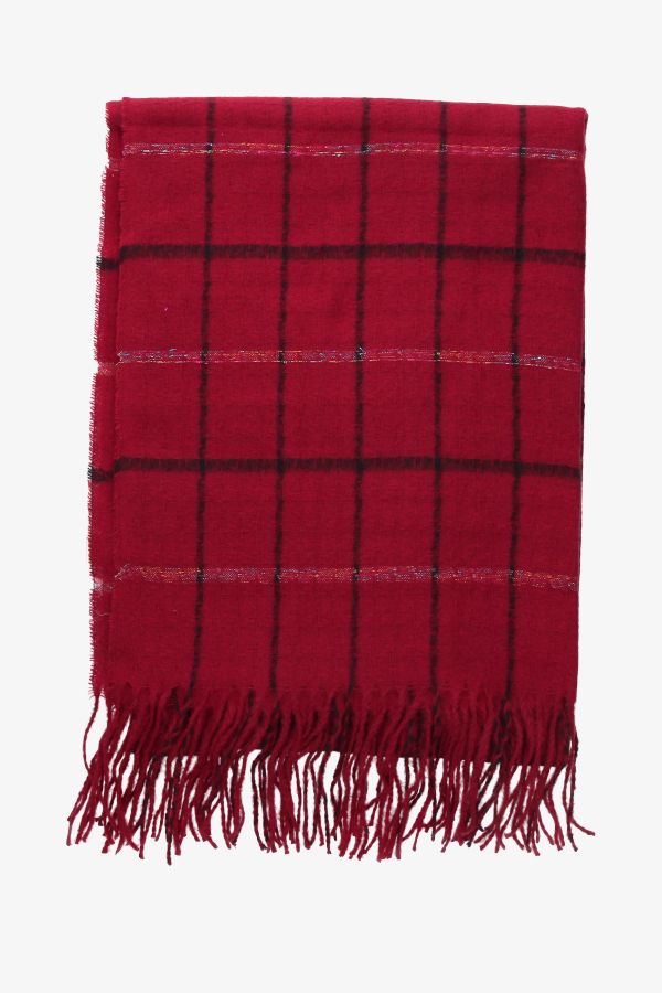 Red Checkered Scarf with Black Lines
