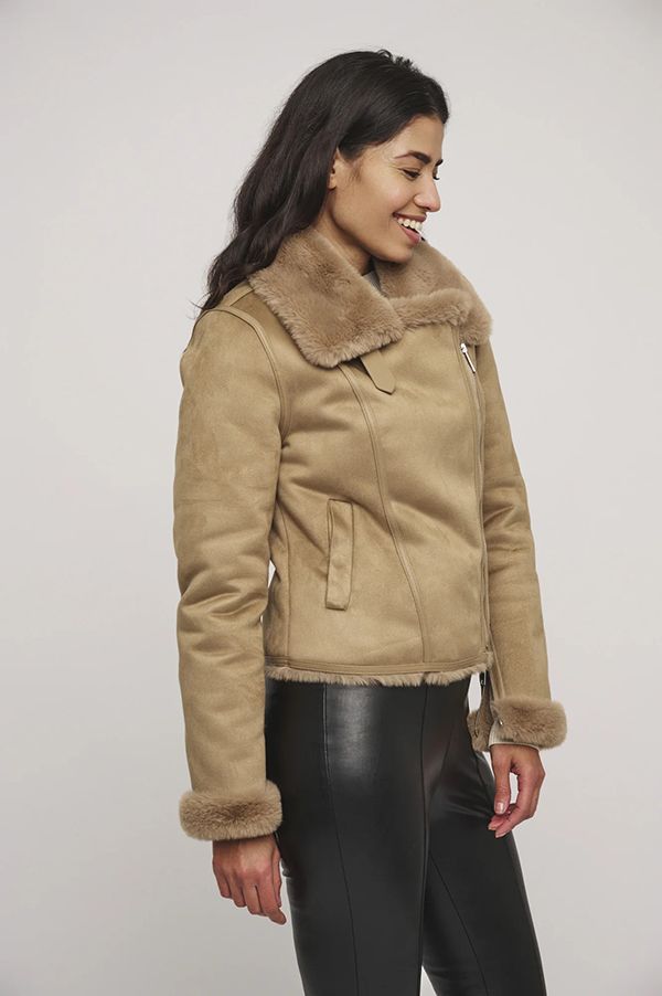 SAND SHEARLING JACKET