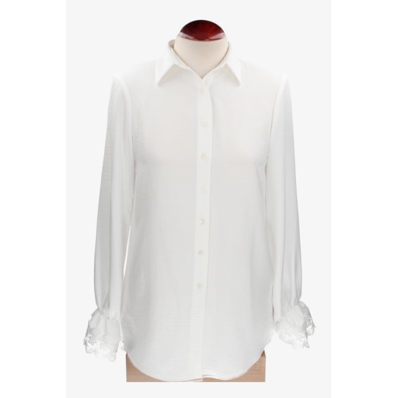 Camisa con Botones Encaje Mangas