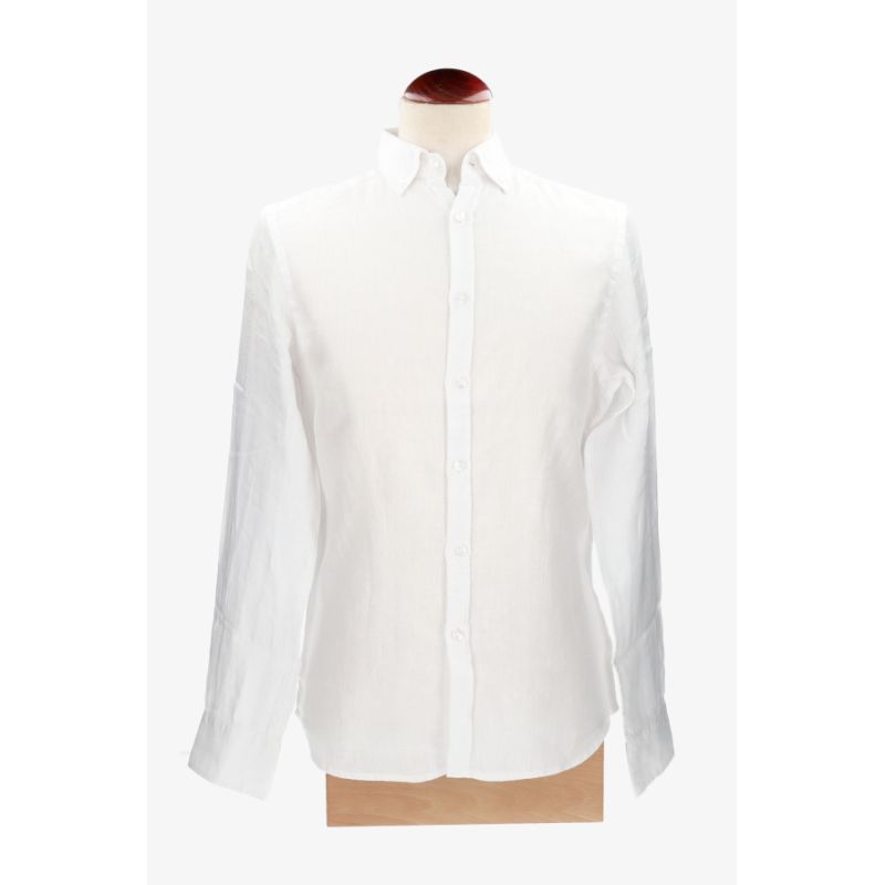 Chemise boutonnée en lin blanc