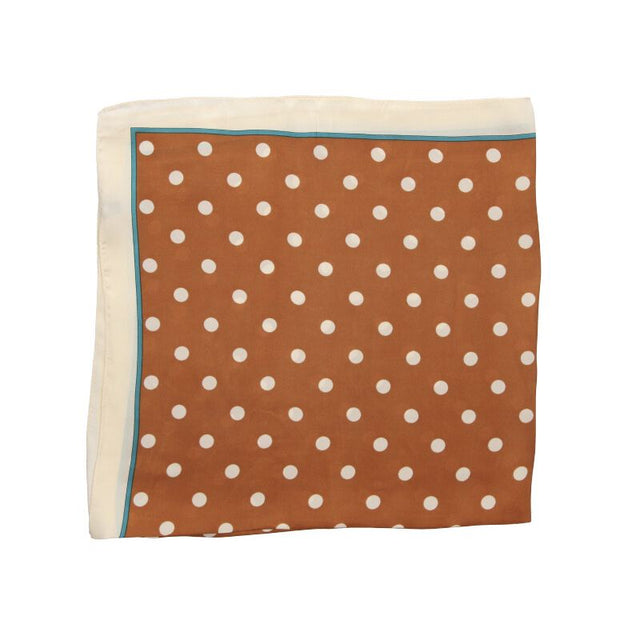 Écharpe à pois ocre avec bordure beige