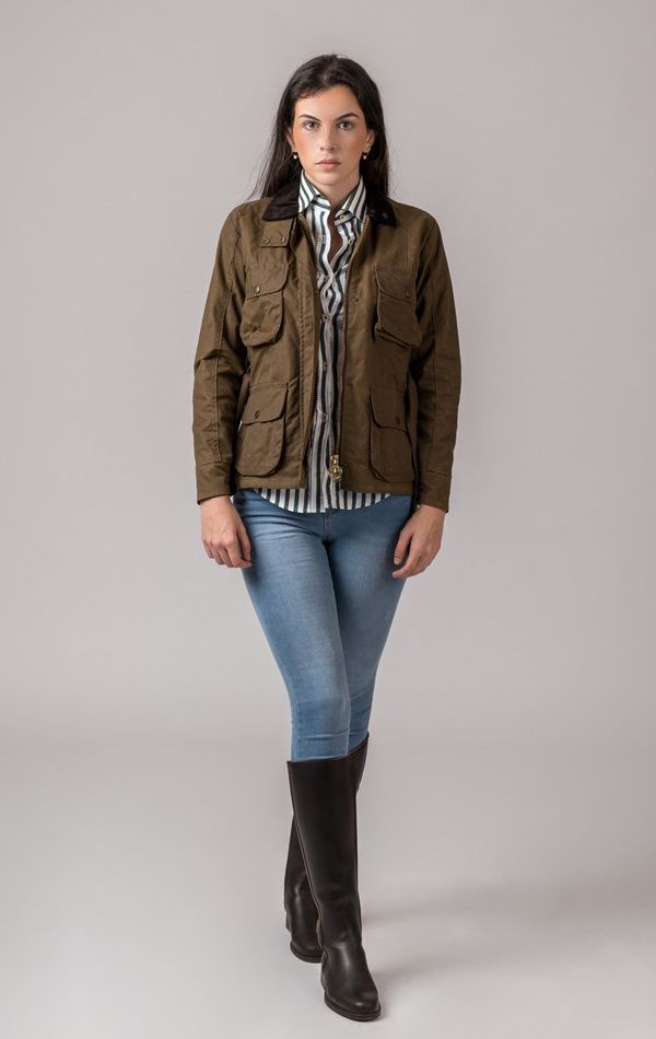 Veste cirée à poches camel