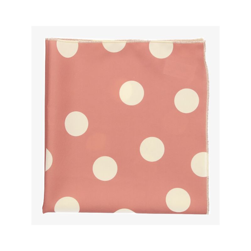 Salmon Neck Scarf with Large Beige Polka Dots
