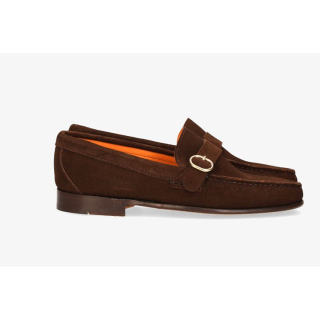 Brown Suede Buckle Loafer