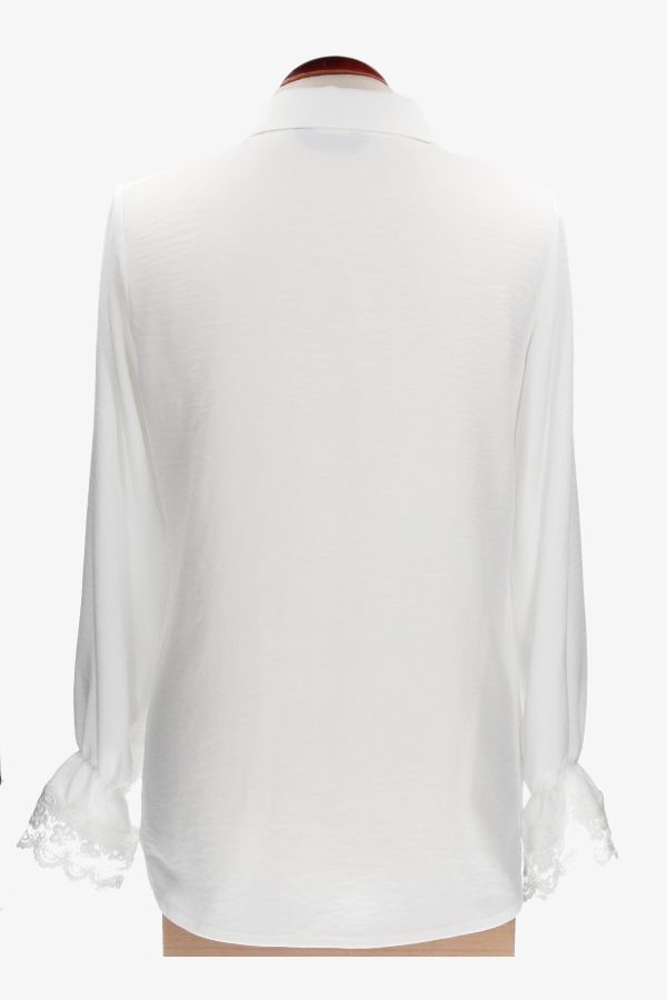 Camisa con Botones Encaje Mangas