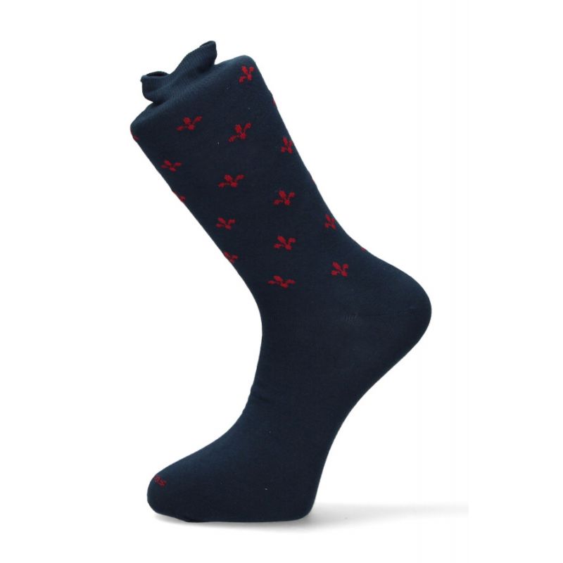 Navy Fleur-de-Lis Burgundy Sock