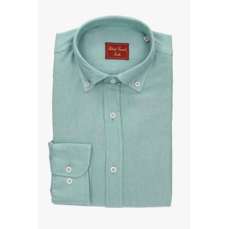 Plain Aquamarine Shirt with Dress Collar